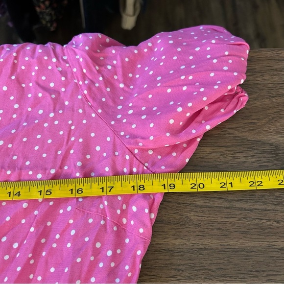 A New Day Pink Puff Sleeve Wrap Mini Dress NWOT M - Picture 8 of 12